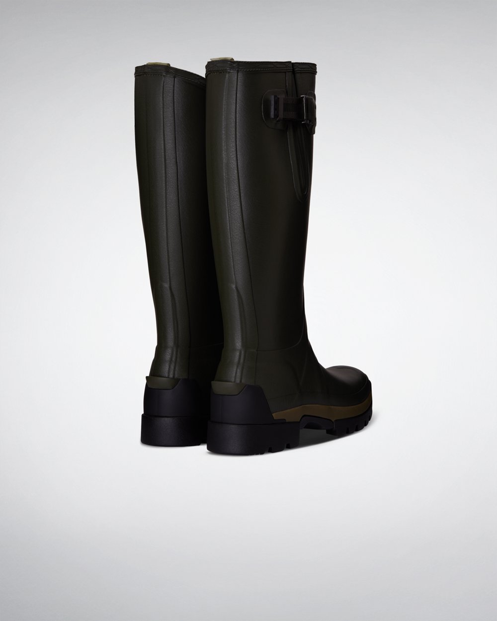 Women Hunter Balmoral Side Adjustable 3Mm Neoprene | Tall Rain Boots Dark Olive | NZ-50397-RNSD